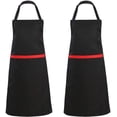 thumbnail image 1 of HZKAICUN 2 Pieces Cotton Linen Waterproof Bib Kitchen Apron with Pockets - Long Ties Adjustable Neck Strap - Unisex BBQ Cooking Drawing Crafting Aprons for Women Chef (black, 2), 1 of 8