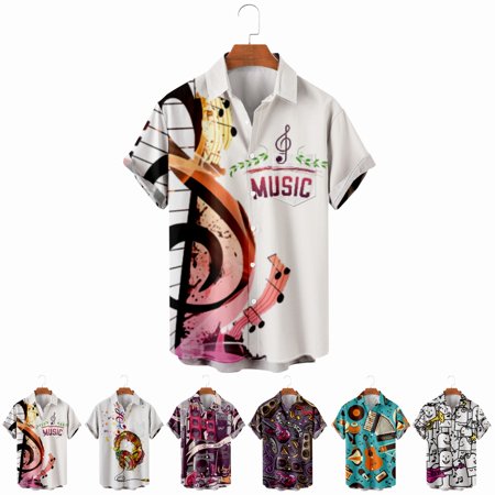 

LANLIN Music Festival Toddler Boys Button Up Hawaiian Shirt Stylish Polyester Costume for Men Women