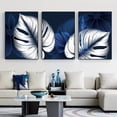 thumbnail image 2 of 3pcs Frameless Abstract Blue White Plant Leaf Posters Print Modern Home Decor Picture Wall Art Canvas Painting Nordic Living Room Decor, No Frame, 2 of 4
