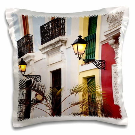 3dRose Colorful buildings in old San Juan, Puerto Rico - CA27 BJN0022 - Brian Jannsen - Pillow Case, 16 by