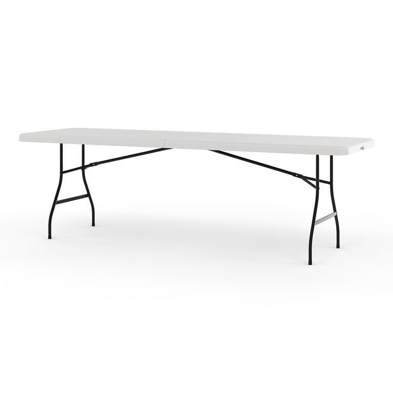 Staples, Heavy Duty Plastic Folding Table, 8 ft, White Granite