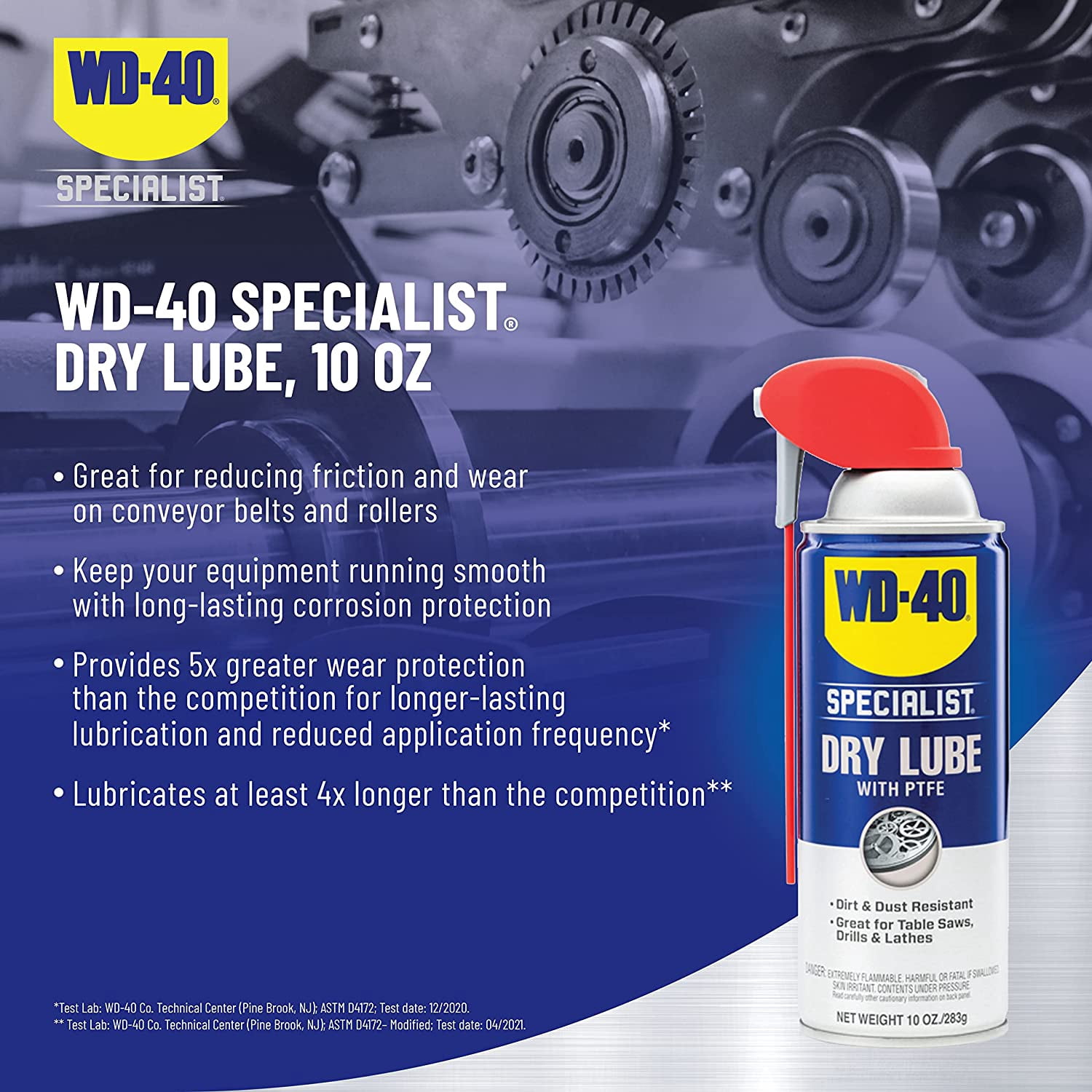 WD-40 Specialist Dry Lube with PTFE, Lubricant with Smart Straw Spray, 10 oz (2-Pack)