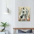 thumbnail image 4 of PIKWEEK  White Horse Canvas Wall Art Horse and Pink Floral Picture Rustic Animal Painting Wildlife Poster Home Farmhouse Decor Frame, 4 of 5