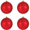 thumbnail image 4 of Vickerman Drilled UV Shiny Ball Ornaments, 6-Inch, Red, 4 per Pack (Set of 2 packs), 4 of 5