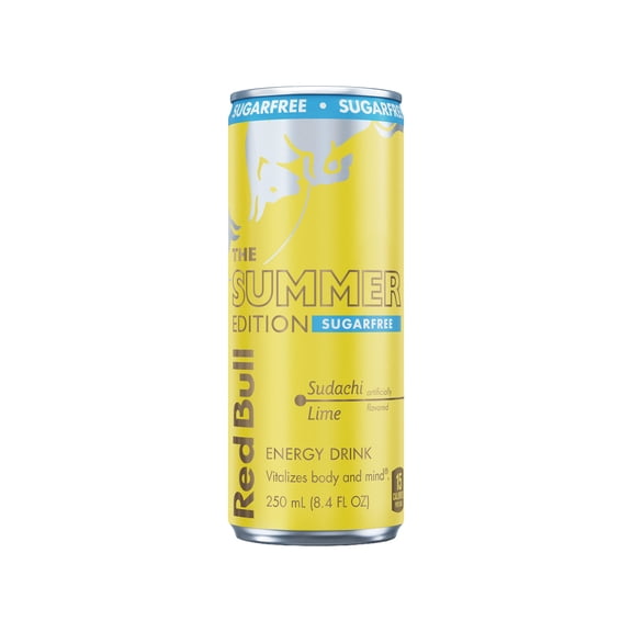 Red Bull Summer Edition Sugarfree Energy Drink, Sudachi Lime, 8.4 fl. oz. Can, 80mg Caffeine