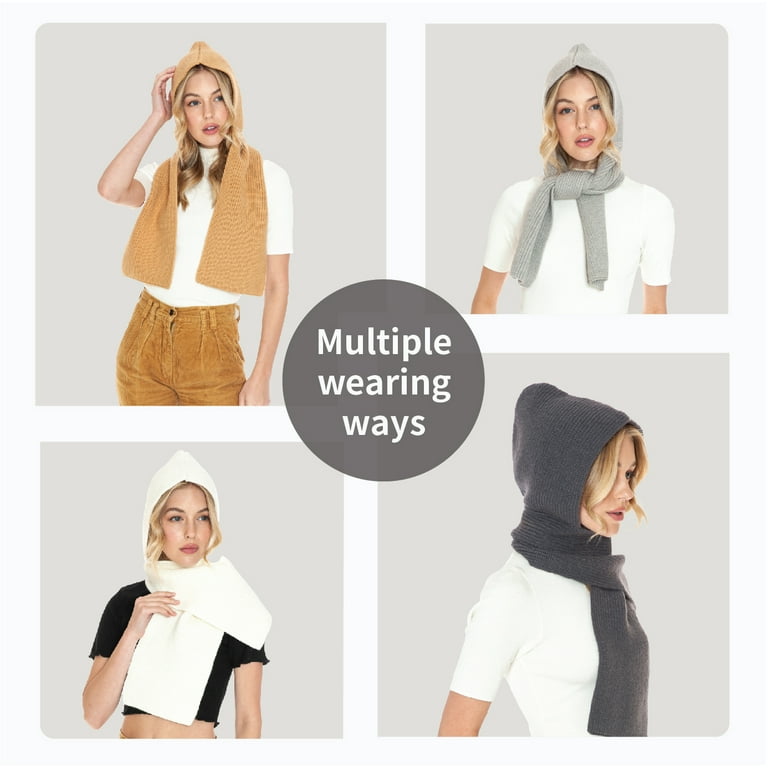 Basico Unisex Knitted Hooded Scarf, White - Walmart.com