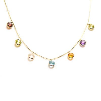 Multi-Gemstone Necklace in 14 Karat Yellow Gold (5.75 Carat)