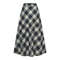 thumbnail image 4 of TIANZEN Autumn High Waist Plaid Swing Skirt For Party Casual Loose Fit Long A Line Flowy Skirt plus Size Leather Skirt Fitted Bed Skirt, 4 of 5