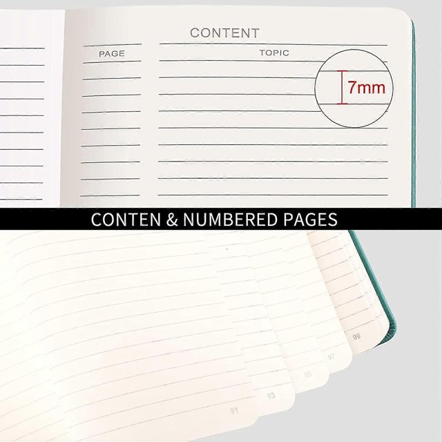 Cuaderno de tapa dura con líneas Liangnv, paquete de 2, tamaño A5, diario de negocios con 376 páginas numeradas, cuaderno con rayas universitarias, papel grueso de 100 g/m², 5,75 x 8,38 pulgadas