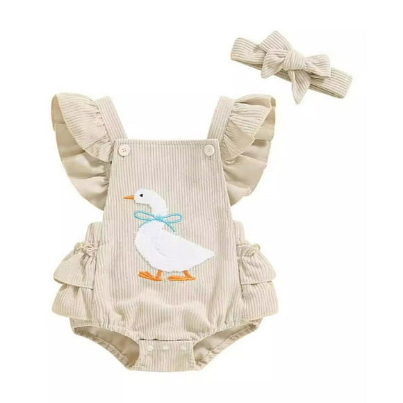 Girls Romper Baby Towel Embroidered Triangle Crawl Wrap Bottoms Jumpsuit Daily Newborn Onesies Khaki 6 Months-9 Months