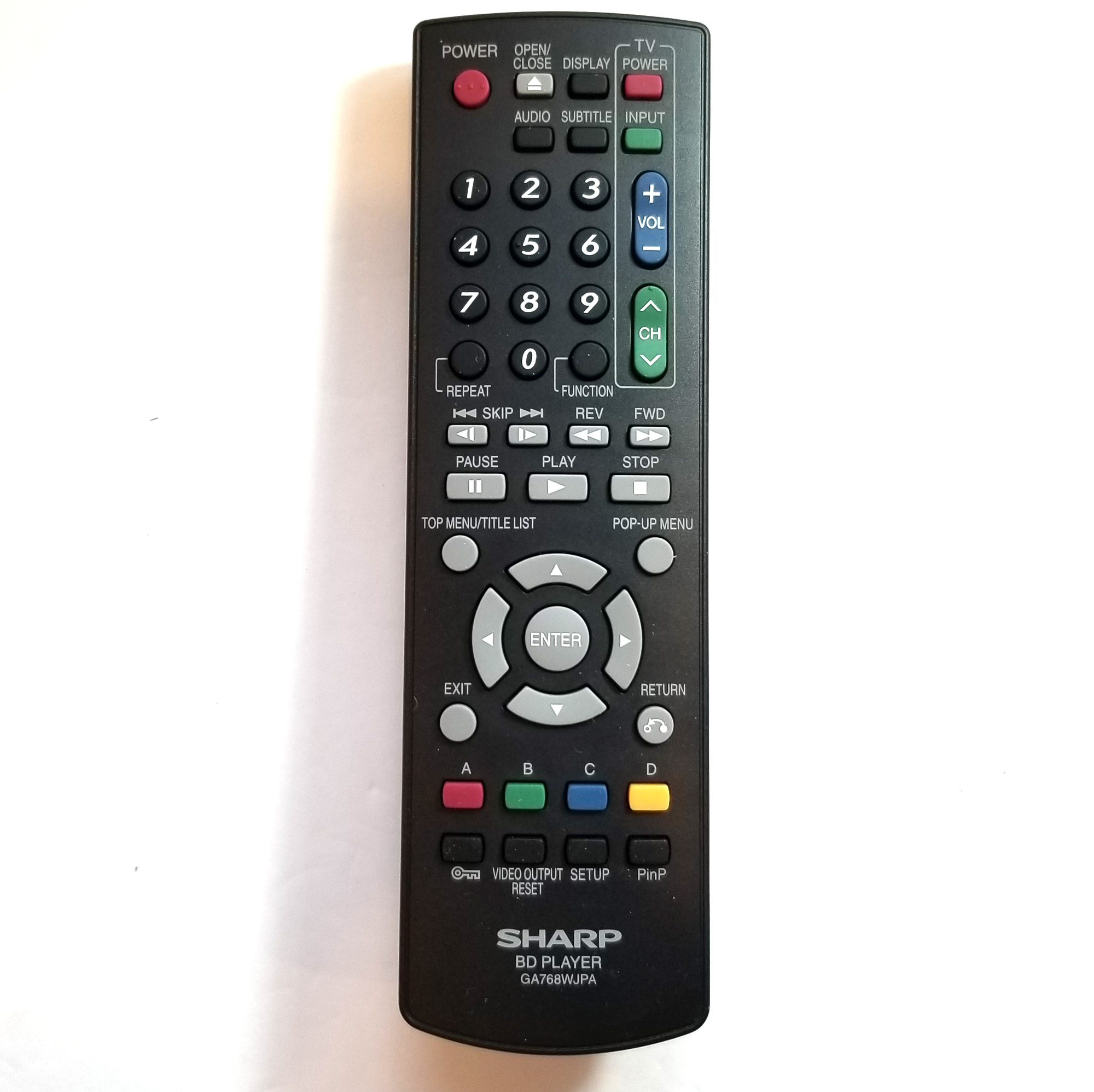 OEM Original Sharp BD Remote Control GA768WJPA for BDHP210U, BDHP24U