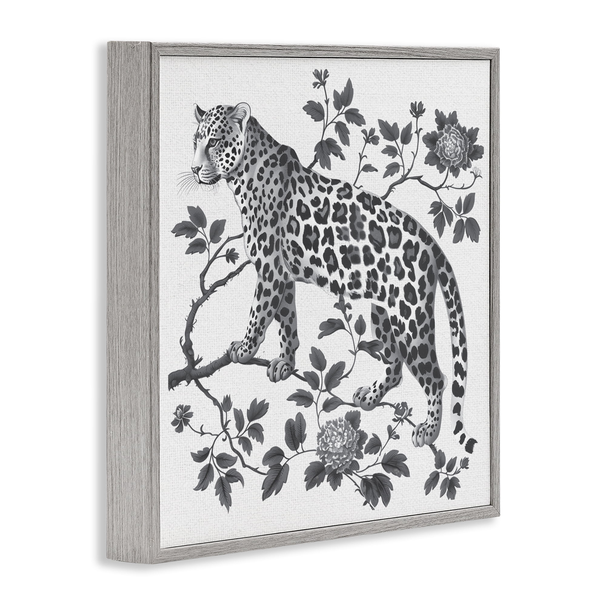 Monochrome Detail Leopard Gray Framed Giclee Art, design by Lettered and Lined