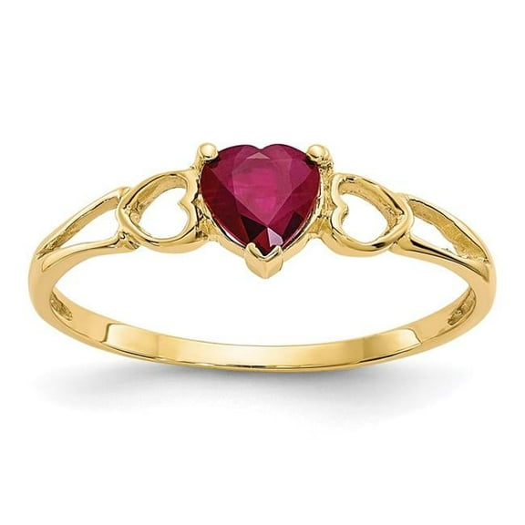 Primal Gold 10 Karat Yellow Gold Genuine Ruby Birthstone Ring