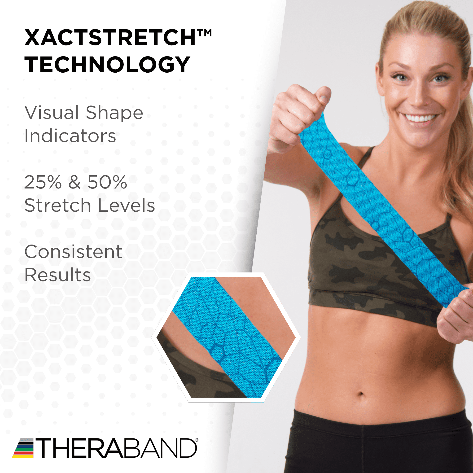 THERABAND Kinesiology Tape,Blue/Blue, 6 Rolls, with XactStretch Indicators, Long-Lasting Athletic Support for Shoulder & Knee, Latex-Free Sports Tape, Water Resistant, Cut-to-Length