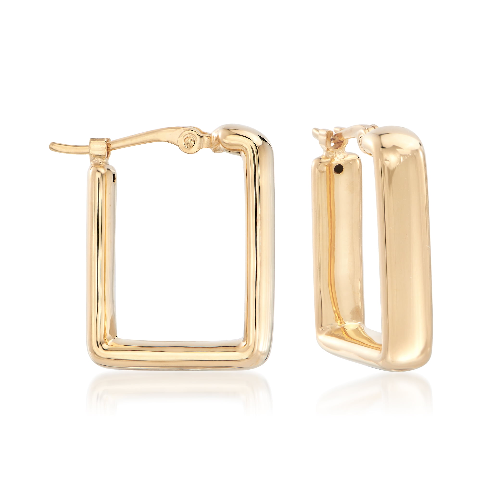 yellow gold square hoop earrings