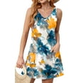 thumbnail image 2 of Fantaslook Summer Dresses for Women Casual V Neck Sleeveless Sundresses Floral Beach Short Dress with Pockets, 2 of 8