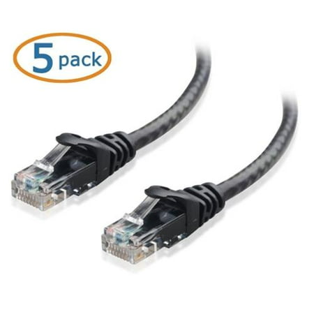 Cable Matters 5-Pack, Cat6 Snagless Etherent Cable in Black 8 Feet