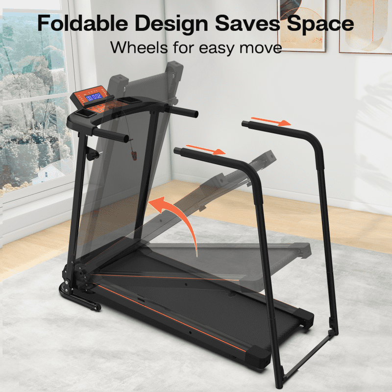 Dcskyn Walking Treadmill for Home Extended Handrails Foldable Design 300 LBS Capacity Quiet Motor APP Monitoring Senior Fitness