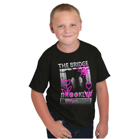 Brooklyn Bridge NY Flower Graffiti Crewneck T Shirts Boy Girl Teen Brisco Brands L
