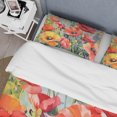 thumbnail image 4 of Designart "Poppies in Vibrant Hues I" Floral Bedding Covert Set - Traditional Coral Bed Set With 1 Shams, 4 of 6