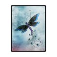 thumbnail image 1 of RYLABLUE Blue Painting Dragonfly Fleece Blanket Throws 58x80 inches, 1 of 3