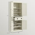 thumbnail image 6 of HOMCOM 72" Kitchen Pantry Cabinet, Freestanding Tall Storage Cabinet, Traditional Kitchen Cabinet with 4 Doors, Drawer and 3 Adjustable Shelves for Dining Room, Cream White, 6 of 6