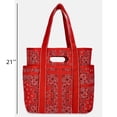 thumbnail image 2 of Women's Americana Cut Out Tote Bag, Red Bandana Print Shoulder Tote Bag with Multiple Pockets, Large Capacity Casual Handbag for Daily Use, 16" H x 21" W x 6.25" D, 2 of 6
