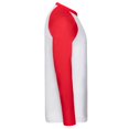 thumbnail image 2 of Fruit of the Loom - Camiseta Contraste de Manga Larga Béisbol para Adultos Unisex (Blanco, Rojo), 2 of 3