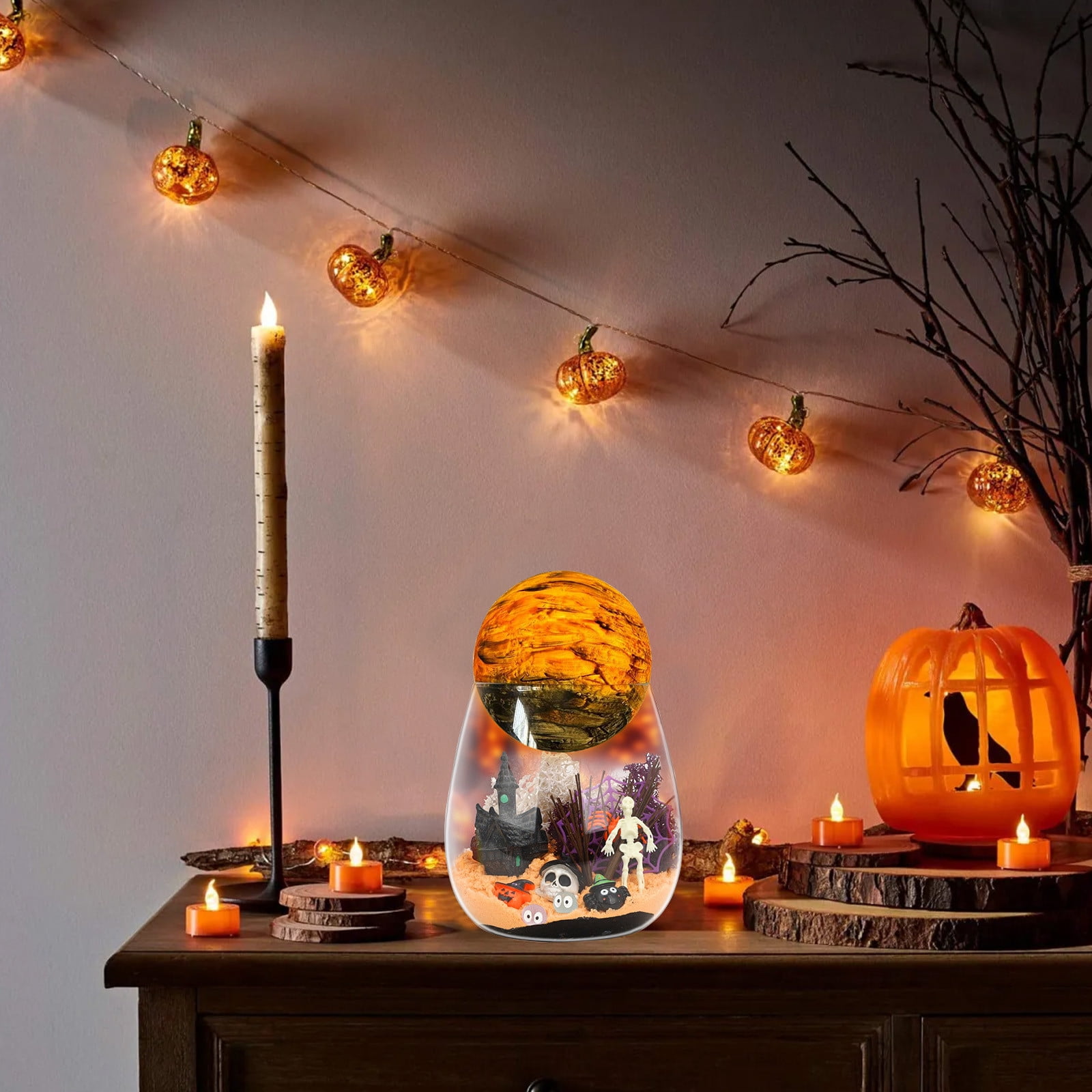 Halloween Light-Up Terrarium Kit for Kids - LED Night Light Birthday Gift for 4 5 6 7 8-12 Year Old - Halloween Toys DIY Arts and Crafts Kit for Kids - Best Presents