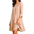 thumbnail image 4 of Odbmxy 3/4 Sleeve Womens Dresses Mini Fall Boho Shift Vacation Regular Womens Dresses Tunic Embroidery Tent, 4 of 6
