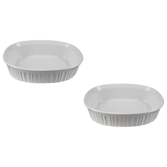 CorningWare FS12 1.5qt/1.4L French White Oval Ceramic Casserole Bakeware Dish (2-Pack)