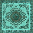 thumbnail image 1 of Ahgly Company Machine Washable Indoor Square Oriental Turquoise Blue Industrial Area Rugs, 8' Square, 1 of 4