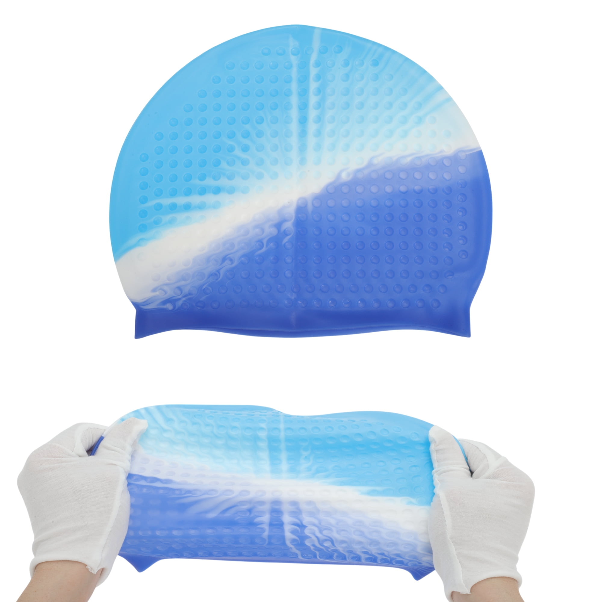 Unique Bargains Waterproof Bubbles Texture Swimming Cap Assorted Color, Blue