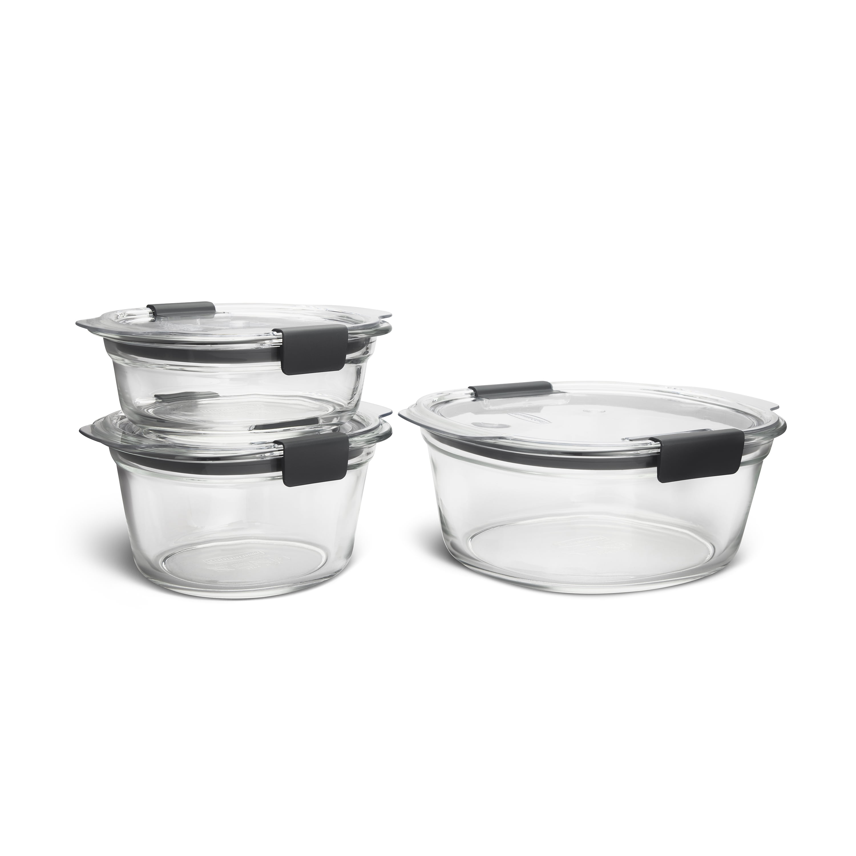 Rubbermaid Brilliance Glass Round Leak-Proof 6-Piece Set Food Storage Containers