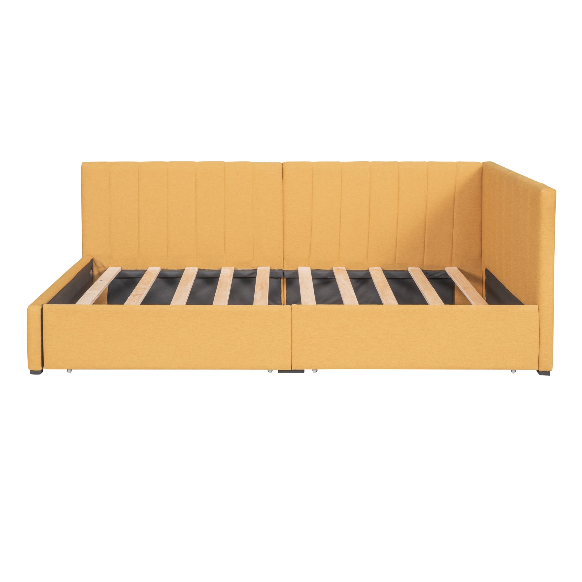 Aukfa Upholstered Daybed with Two Storage Drawers, Twin Sofa Bed Daybed, Yellow