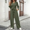 thumbnail image 5 of LEKODE Summer Overalls Womens Rompers for Summer Jumpsuits for Women Lounge Sets for Women Ladies' Spring/fashion High Waist Lace Button Long Sleeve Jumpsuit Set Summer Work Outfits for Women Green M, 5 of 9