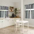 thumbnail image 3 of XWZO Room Darkening Window Curtain Panels Set of 3, Plaid Tier and Valance Semi Curtains for Bedroom/Kitchen/Cafe/Small Window, Black, 60W x 18L (1 Panel) + 29W x 36L (2 Panels), 3 of 8