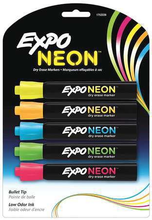 Expo Neon Dry Erase Marker, Bullet Tip, Assorted, 5pk