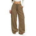 thumbnail image 3 of Cargo Sweatpants for Women Baggy Drawstring Wide Leg Sweatpants with Pockets Fall Casual Loose Sweat Pants, 2XL, 3 of 8