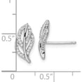 thumbnail image 4 of Sterling Silver Rhodium-Plated Polished Cz Leaf Post Earrings (13.8 X 7) Made In Thailand qe16540, 4 of 5