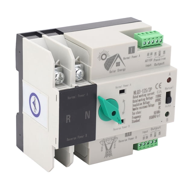 Interruptor de Transferencia de Potencia Dual, Interruptor de 110 Vac Contactos de Aleación de Plata 63a para centro Comercial