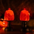 thumbnail image 2 of Halloween Pumpkin Lantern Electronic Candle Decoration, Flameless LED Tealight Prop with Warm Flickering Glow for Tabletop Mantel Shelf Party Scene Setting Fall Accent Ornament for Safe Home Styling, 2 of 5