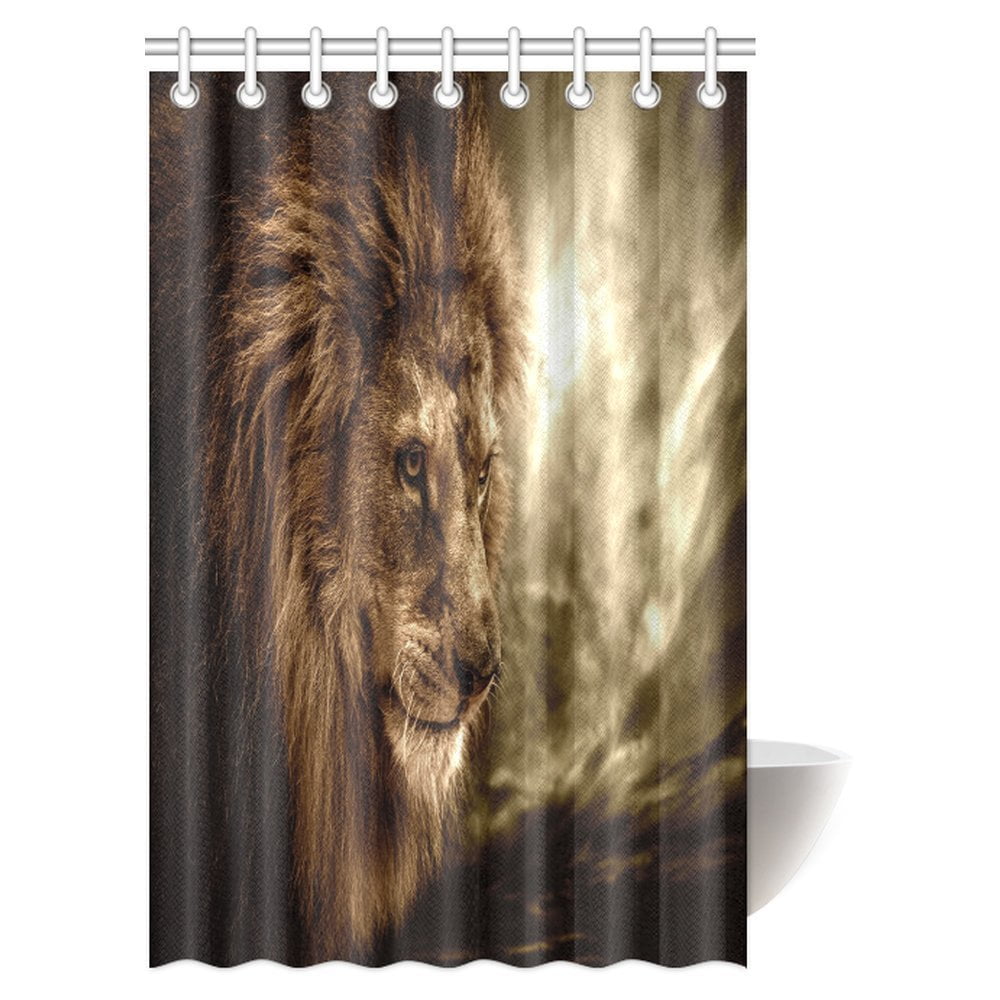 MYPOP Safari Decor Collection, Brown Lion Wildlife Animal Bathroom