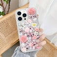 thumbnail image 3 of For iPhone 14 Pro Max Bling Case with Strap, Luxury Glitter Rhinestone Diamond Crystal Sparkle Rose Flower Pearl Floral Bracelets Soft Bumper Protective Case Cover for Women Girls Yellow, 3 of 17