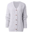 thumbnail image 3 of Cardigan Sweaters for Women Long Sleeve V-Neck Button Down Cable Knit Sweater Jacket Coat Womens Cardigan Sweaters, 3 of 6