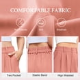 thumbnail image 6 of Asklazy Women's Shorts Casual Shorts Elastic Waist Wide Leg Tailored Shorts Comfy Elagant Work Trouser Shorts,Back to School ,Pink,XL, 6 of 9