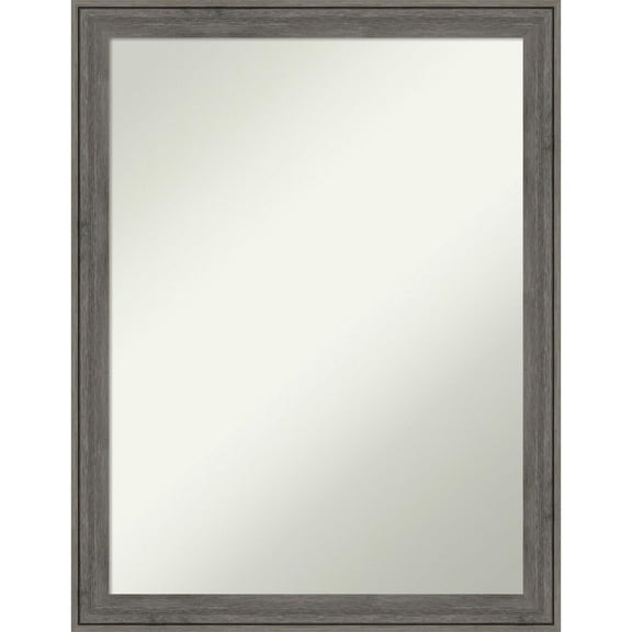 Amanti Art Regis Barnwood Grey Narrow Wood Framed Non-Beveled Bathroom Vanity Wall Mirror - 20.5 x 26.5 in
