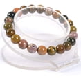 thumbnail image 2 of Natural Ocean Agate Gemstone 8mm Round Beads Stretch Bracelet 7 Inch Unisex, 2 of 2