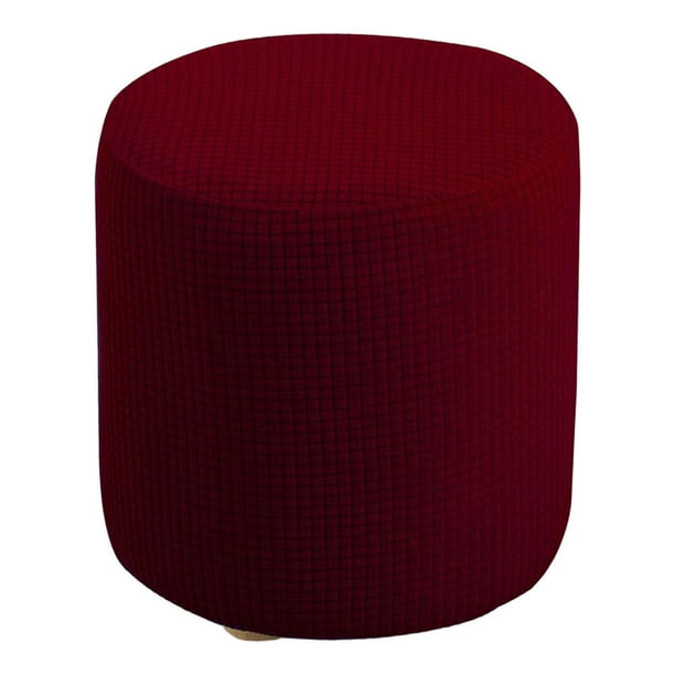 Funda elástica redonda para otomana, reposapiés, funda para sofá, otomana de almacenamiento para sala de estar Funda Silla Redonda Vino Tinto