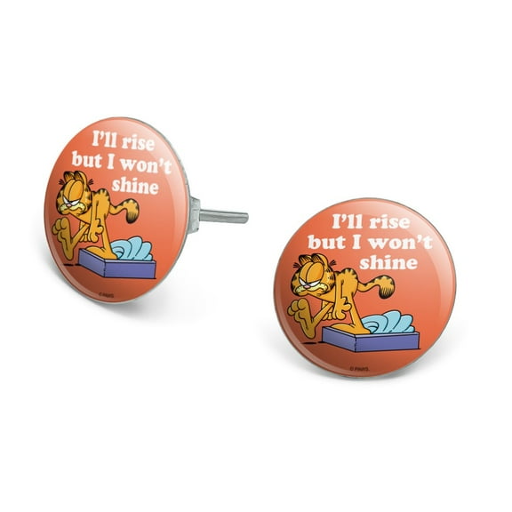 Garfield I'll Rise but I won't Shine Novelty Silver Plated Stud Earrings